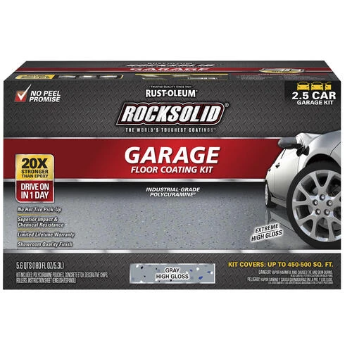 Rust-Oleum® RockSolid® Polycuramine® High-Gloss Gray 2.5-Car Garage Floor Coating Kit - 180 Oz. 2 Rust-Oleum® RockSolid® Polycuramine® High-Gloss Gray 2.5-Car Garage Floor Coating Kit - 180 Oz. - Image 2