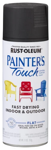 Rust-Oleum® Painter's Touch® Flat Black General Purpose Spray Paint - 11 Oz. 2 Rust-Oleum® Painter's Touch® Flat Black General Purpose Spray Paint - 11 Oz. - Image 2