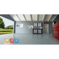 Rust-Oleum® RockSolid® Polycuramine® High-Gloss Gray 2.5-Car Garage Floor Coating Kit - 180 Oz. 15 Rust-Oleum® RockSolid® Polycuramine® High-Gloss Gray 2.5-Car Garage Floor Coating Kit - 180 Oz. -Rust-Oleum Sales RSGrayChipBeauty